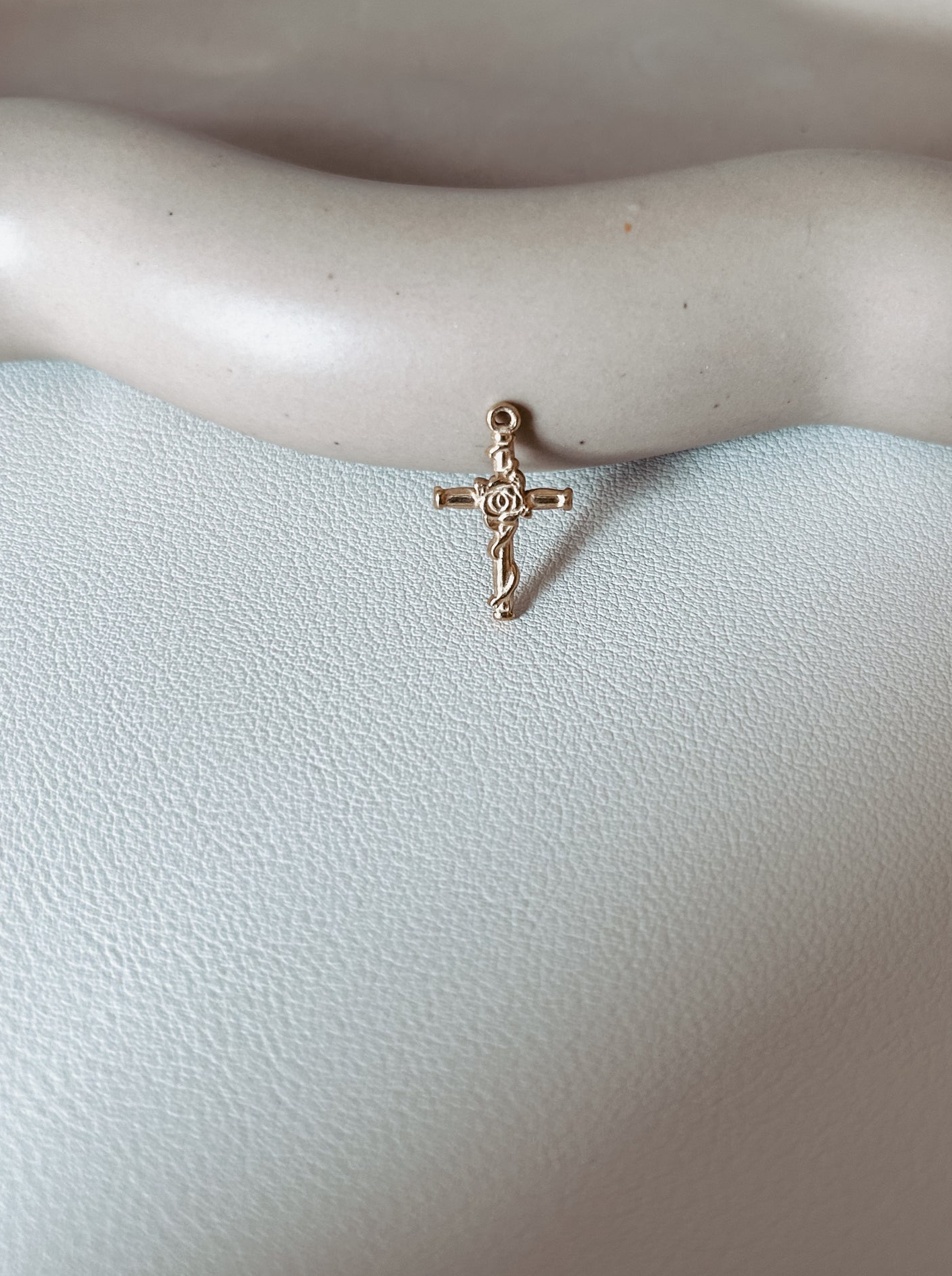 Rose Cross Flower Charm