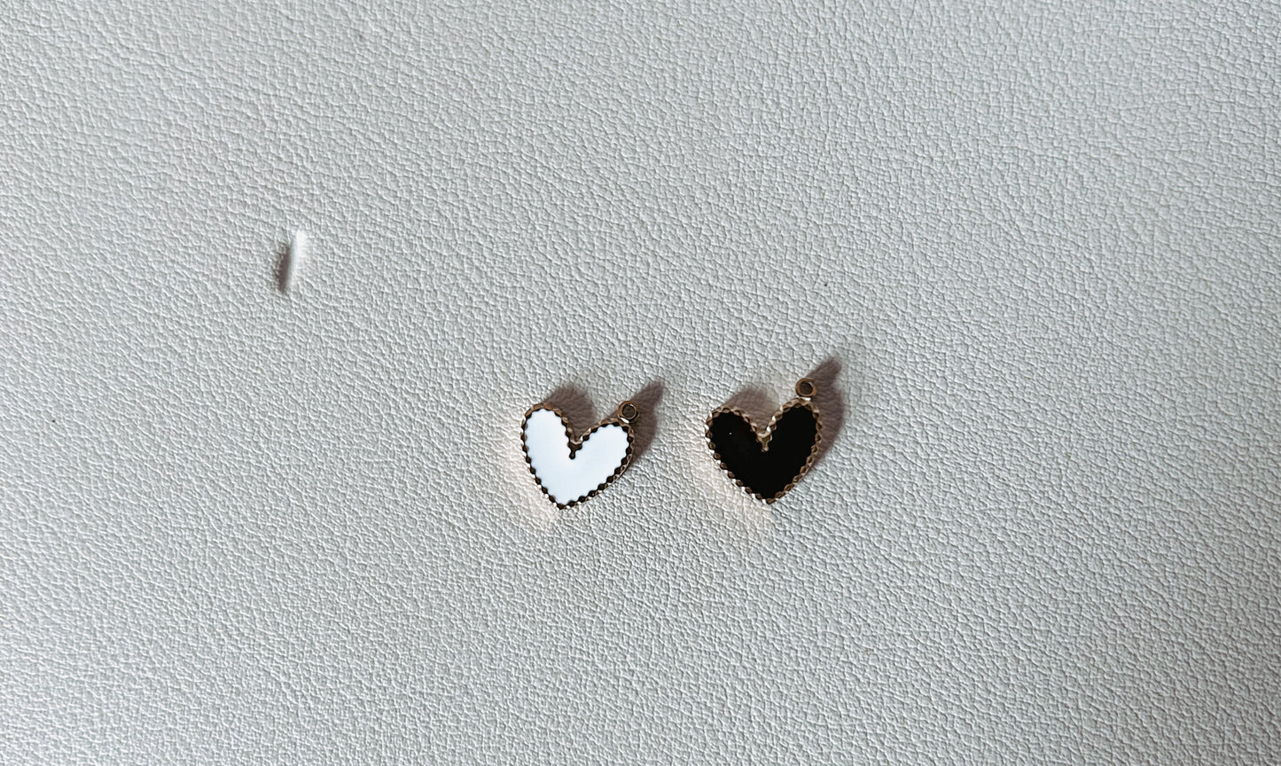 Black and White Heart Charm